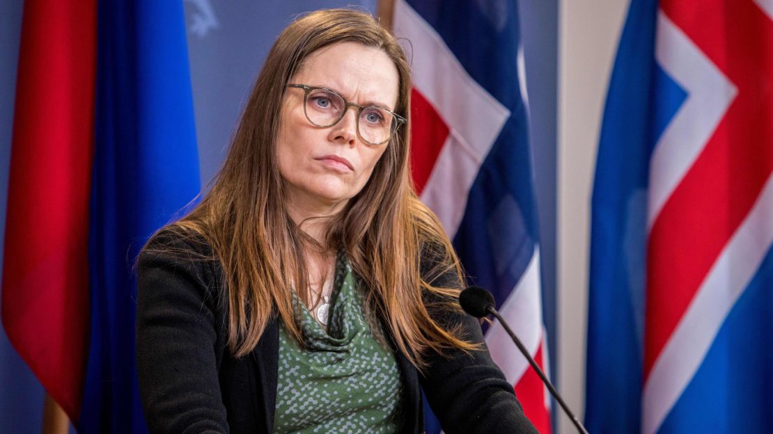 Iceland's Prime Minister Katrin Jakobsdottir at a joint press conference with her counterparts from Lichtenstein and Norway on February 3, 2020 in Oslo.  