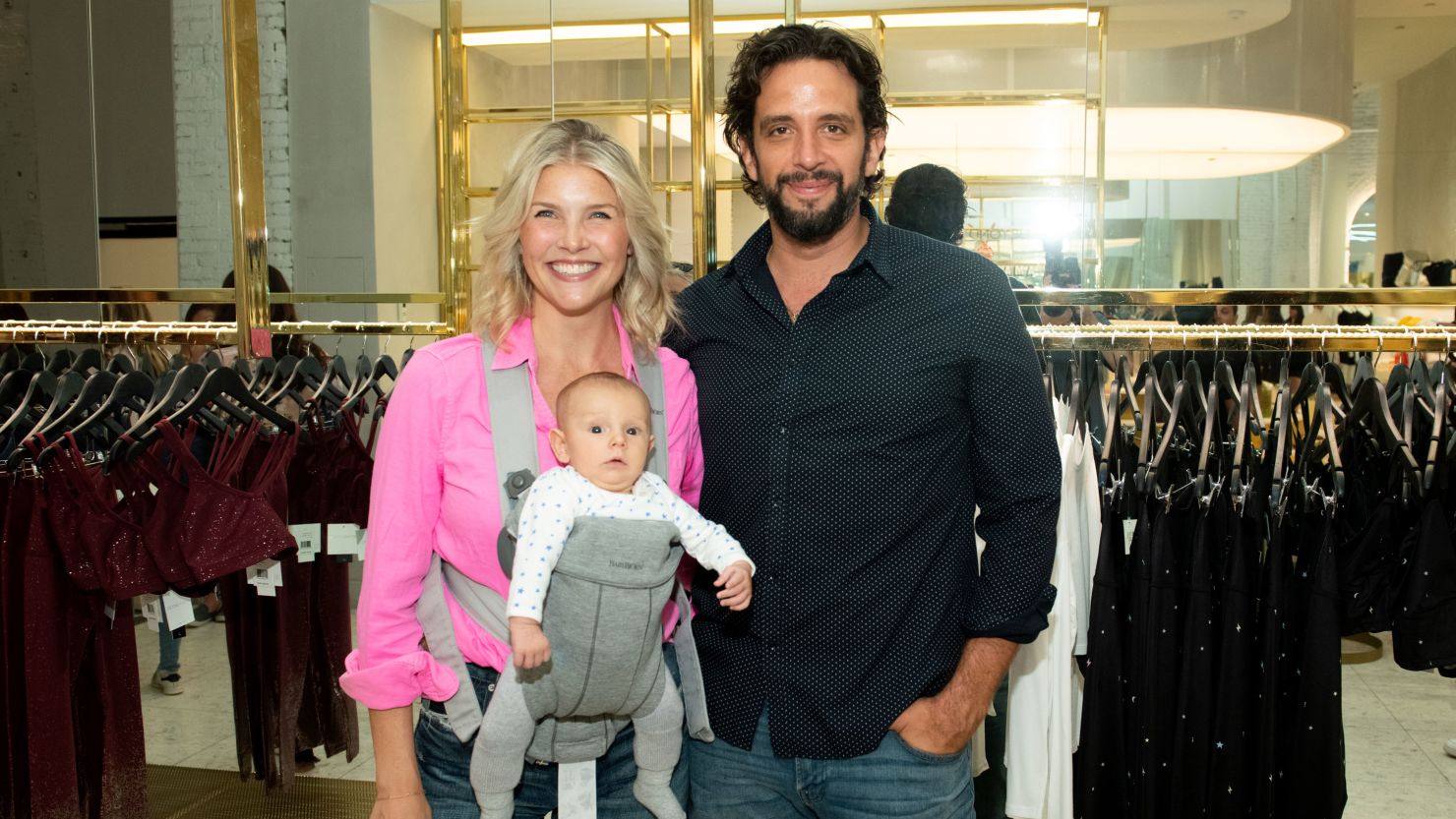 Amanda Kloots and Nick Cordero with their son Elvis on August 27, 2019 in New York City. 