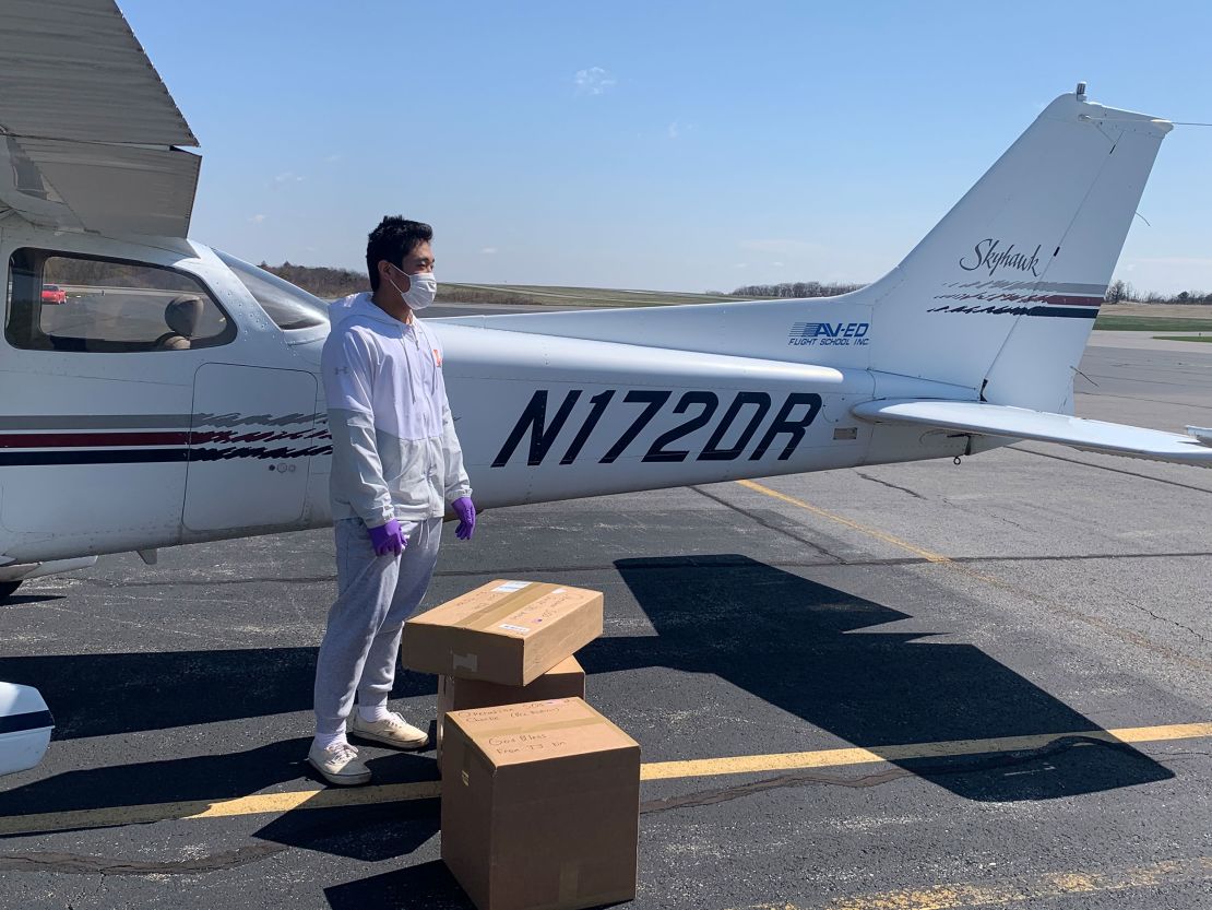 Kim loading a Cessna with supplies destined for a rural hospital in Virginia.