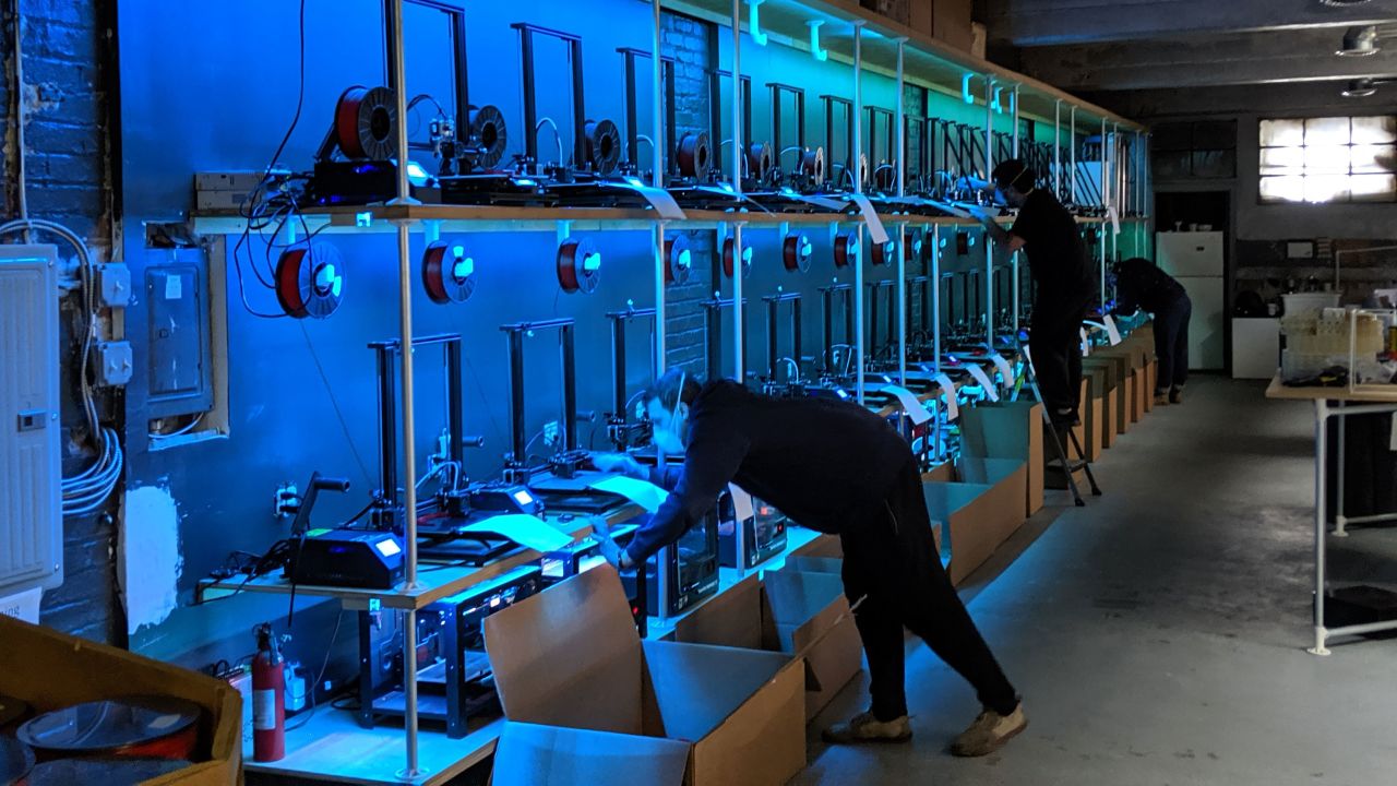 Tangible Creative has 100 3D printers at its warehouse in New Jersey.