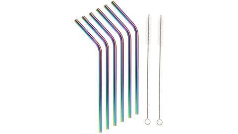 Iridescent stainless steel straws