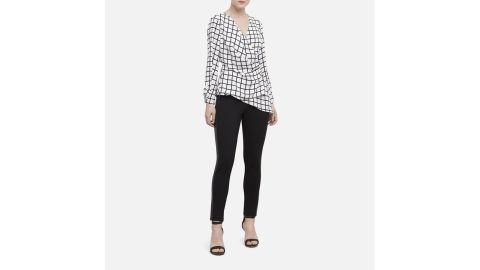 Window Check Gathered Belted Blouse