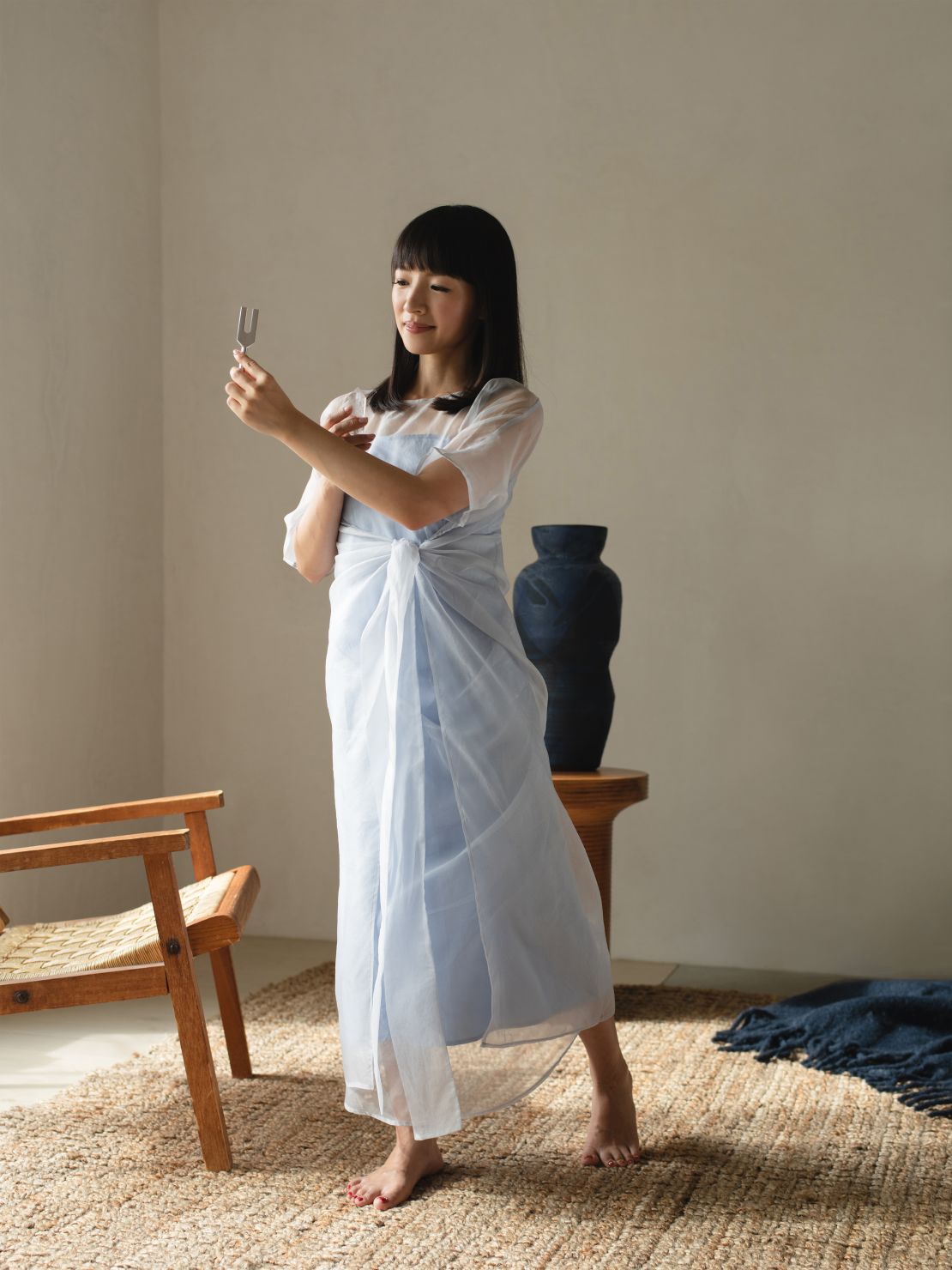 Kondo recommends adding an item to your desk that will "spark joy." She likes to keep a small vase of fresh flowers, crystals, a tuning fork and fragrance or a room spray on hand.