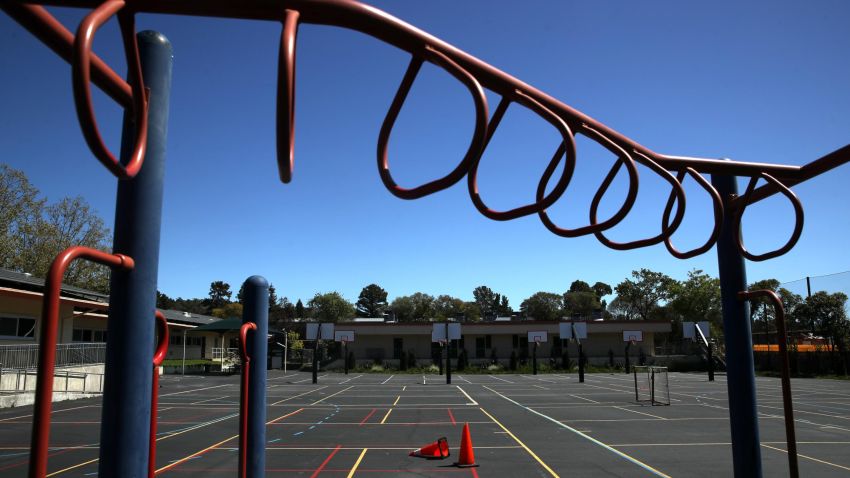 A playground sits empty at Kent Middle School on April 1, 2020 in Kentfield, California