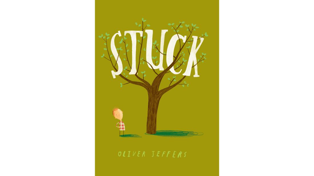 "Stuck" by Oliver Jeffers: When Floyd's kite gets stuck in a tree, he attempts to knock it out using several strategies including throwing random things at it, which also lodge themselves in the tree. Kids can keep guessing at what he'll try next, predicting what will finally work to set the kite flying free. 