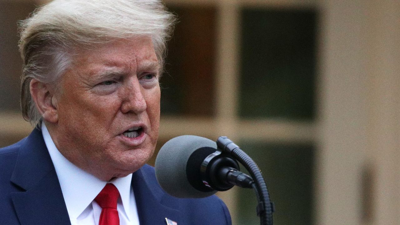 WASHINGTON, DC - APRIL 14: U.S. President Donald Trump speaks during the daily briefing of the White House Coronavirus Task Force in the Rose Garden at the White House April 14, 2020 in Washington, DC. President Trump announced that he is halting funding for World Health Organization WHO.  (Photo by Alex Wong/Getty Images)