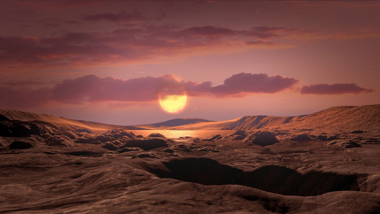 This is an artist's illustration of what it might look like on the surface of Kepler-1649c.
