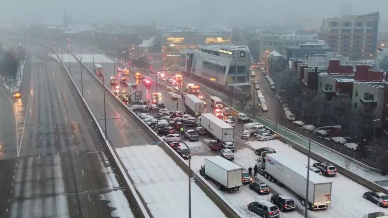 A 50-car pileup in Chicago left dozens of people stranded in the