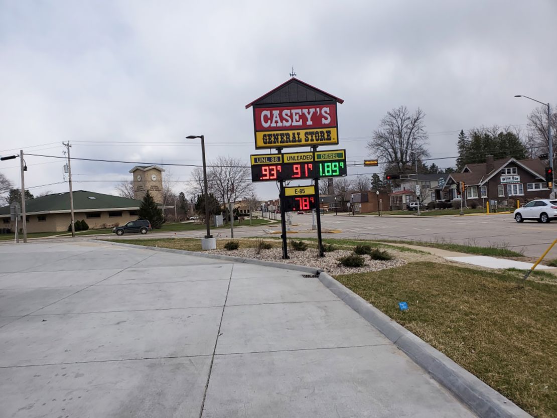 Gas is below $1 at Casey's General Store in Wautoma, Wisconsin.