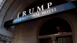 WASHINGTON, DC - OCTOBER 26: An exterior view of the entrance to the new Trump International Hotel at the old post office on October 26, 2016 in Washington, D.C.  Republican presidential nominee Donald Trump will attend the hotel's grand opening. (Photo by Gabriella Demczuk/Getty Images)