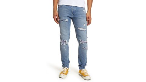 Topman Bandana Skinny Fit Stretch Jeans