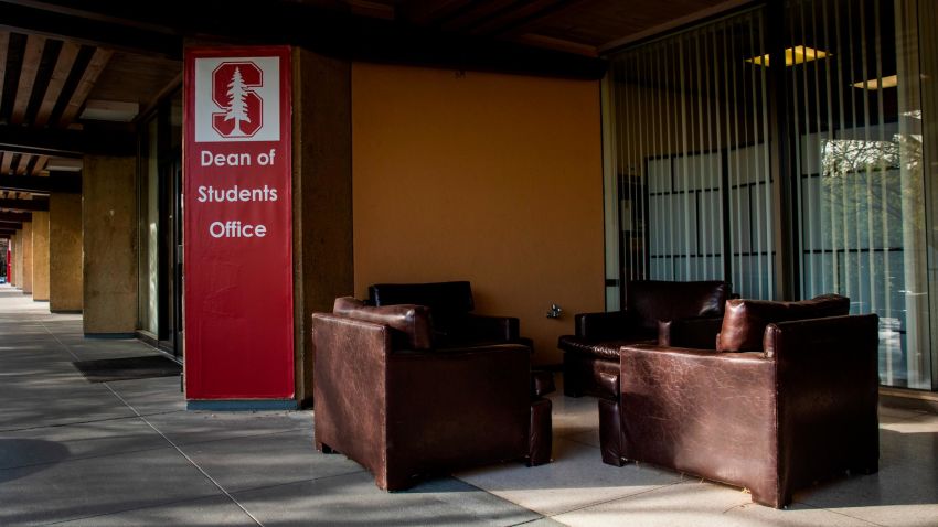 STANFORD, CA - MARCH 09: Chairs sit empty outside the Dean of Students Office during a quiet morning at Stanford University on March 9, 2020 in Stanford, California. Stanford University announced that classes will be held online for the remainder of the winter quarter after a staff member working in a clinic tested positive for the Coronavirus. (Photo by Philip Pacheco/Getty Images)