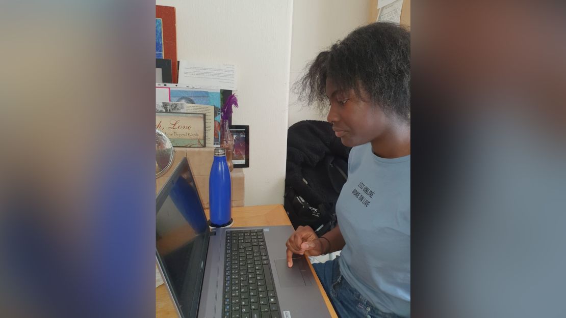 Theoni Bosman Quarshie works from home after the UK shut schools across the country.