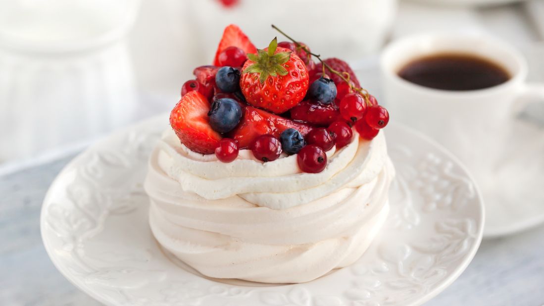 <strong>Pavlova</strong>:  Originating in Australia or New Zealand,  this meringue dessert, was named in honor of ballerina Anna Pavlova in 1926.