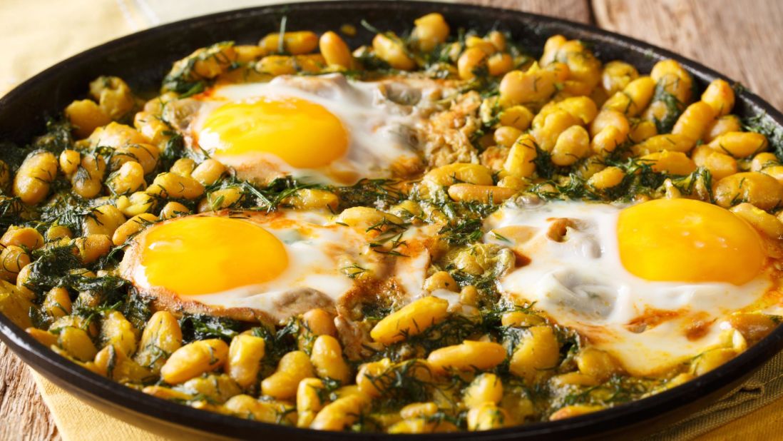 <strong>Baghali ghatogh</strong>: A northern Iranian specialty, this vegetarian bean stew can be topped poached eggs rather than whisking them in.