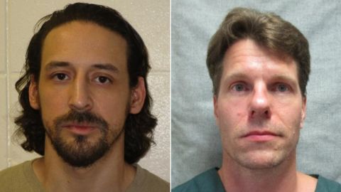 Law enforcement officers are looking for James Robert Newman, 37, left, and Thomas E. Deering, 46.