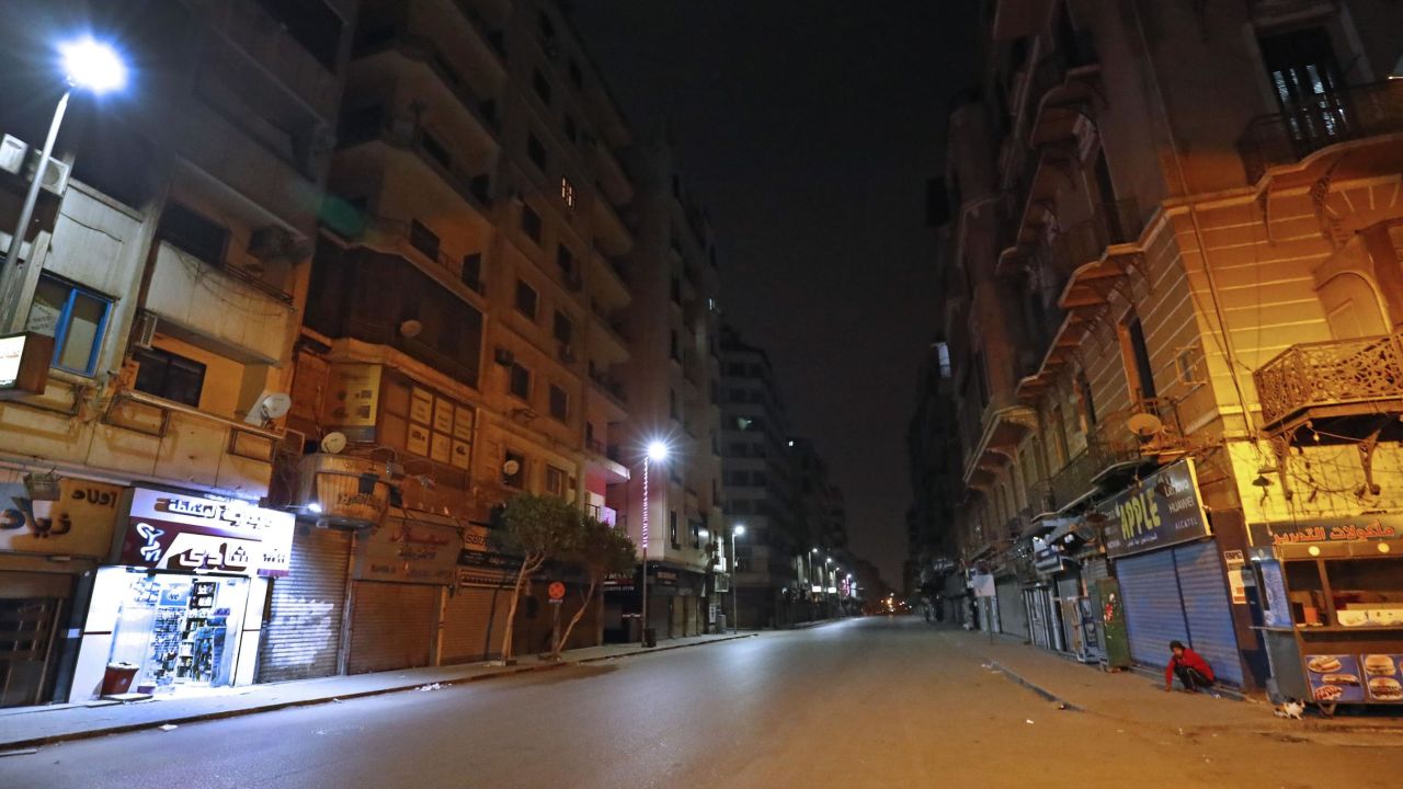 An empty street in Cairo during the coronavirus pandemic.