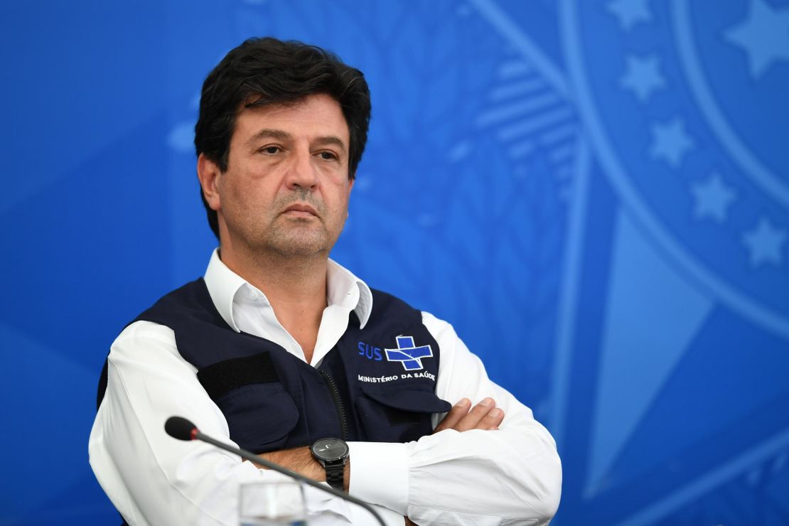 Luiz Henrique Mandetta pictured here during a press conference on April 3, 2020.