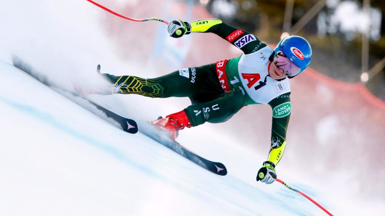 Shiffrin in action during the Audi FIS Alpine Ski World Cup Women's Super G on January 26, 2020 in Bansko Bulgaria.