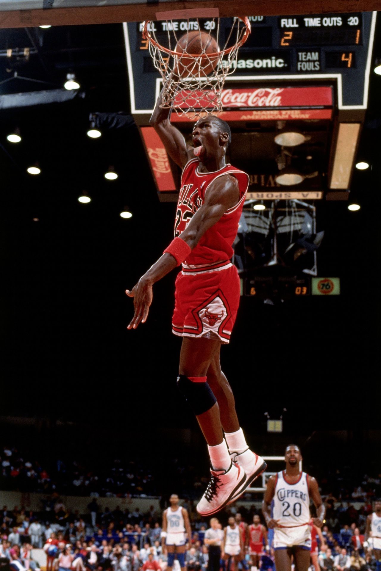 Jordan throws down a slam in 1987. That year he won the first of his 10 scoring titles, averaging a career-high 37.1 points per game.