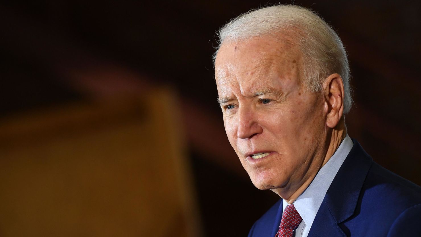 Democratic presidential candidate Joe Biden speaks to supporters during a campaign stop at Berston Field House in Flint, Michigan on March 9, 2020. 