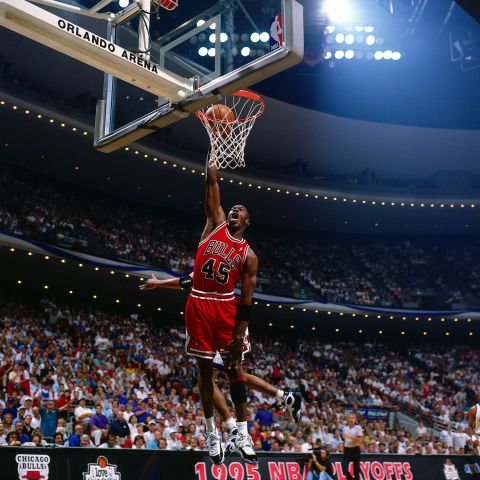 When Jordan returned in 1995, he wore number 45 -— his baseball number — instead of 23. He reverted to 23 during the playoff series against Orlando, but the Bulls lost in six games.