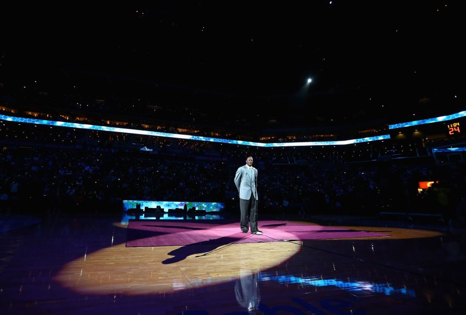 Jordan unveils the Charlotte Bobcats' name change in 2013. They became the Charlotte Hornets.