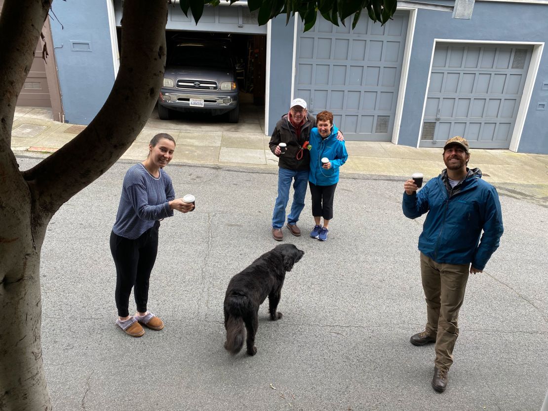 Ramirez makes up to 15 cups of coffee a day for neighbors and esential workers.