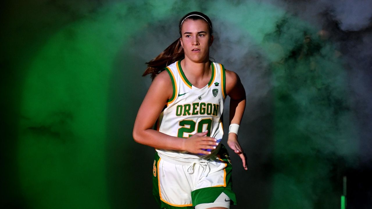 Ionescu is introduced before the championship game of the Pac-12 Conference women's basketball tournament against the Stanford Cardinal.