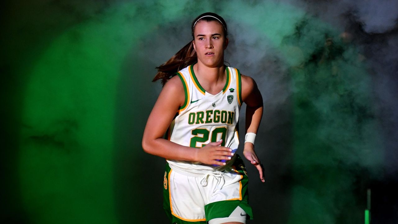 Ionescu is introduced before the championship game of the Pac-12 Conference women's basketball tournament against the Stanford Cardinal.