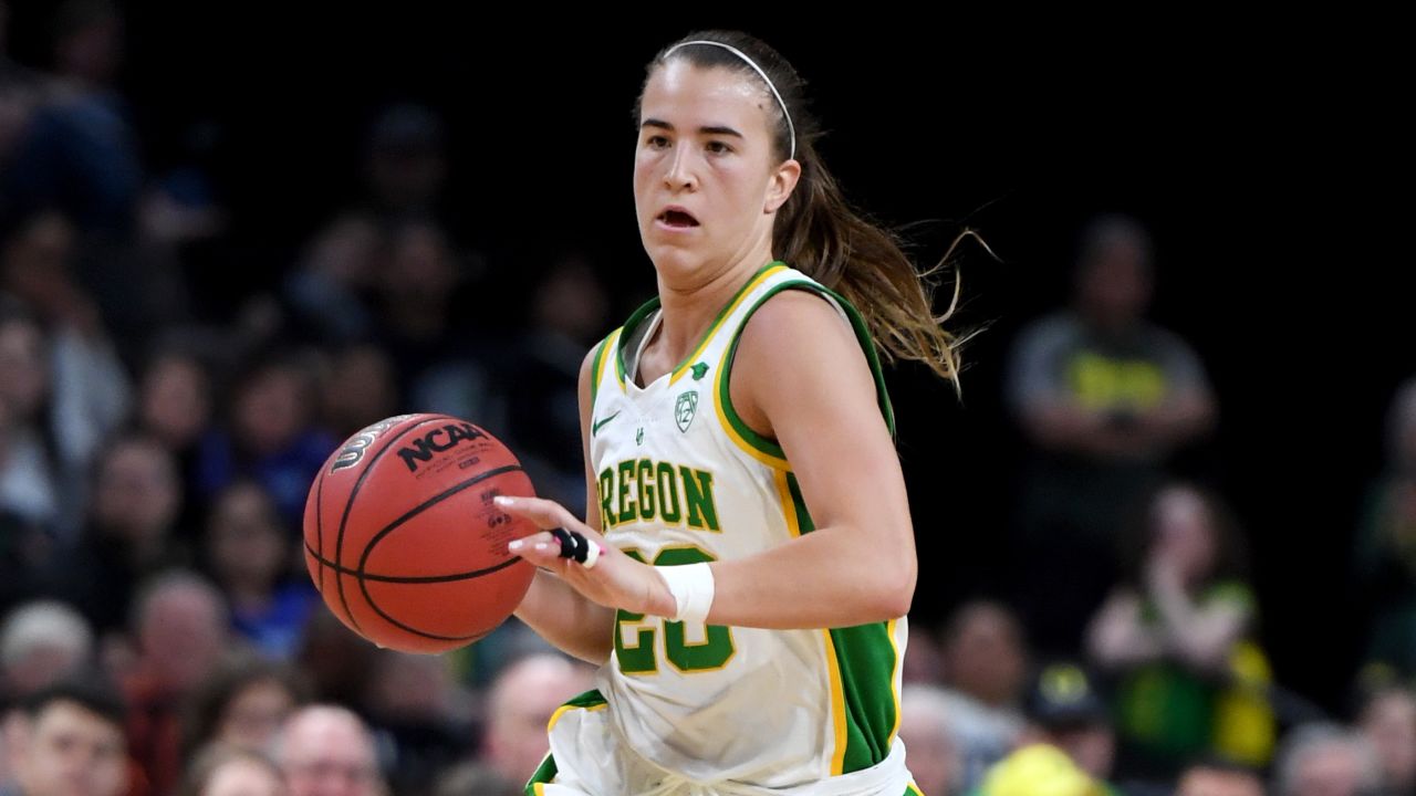 Sabrina Ionescu brings the ball up the court against Stanford in the Pac-12 Conference title game on March 8.