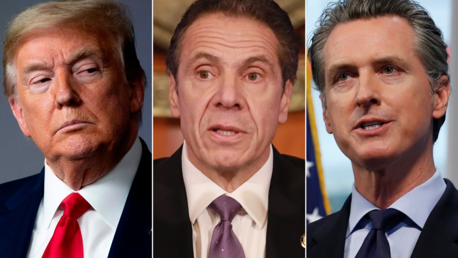 trump cuomo newsom SPLIT