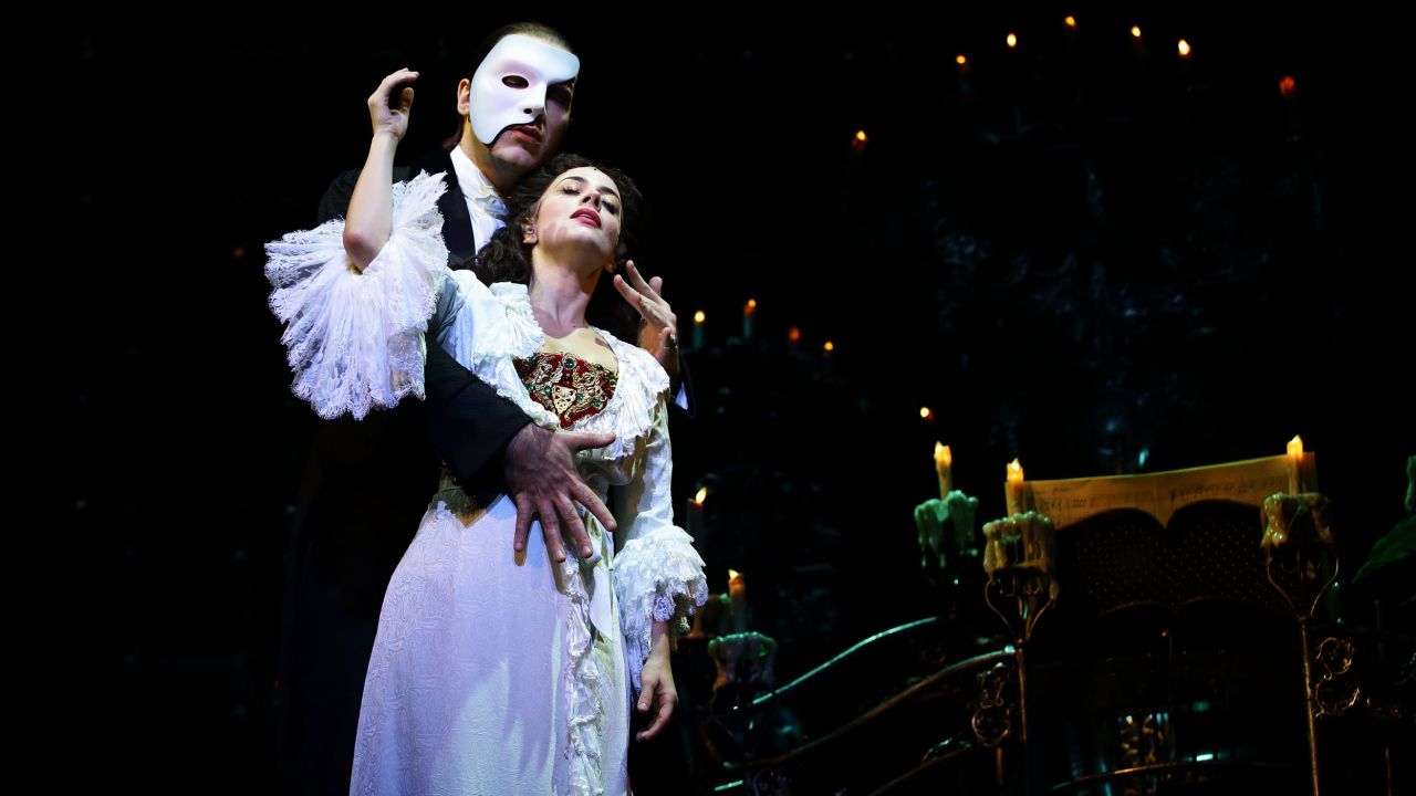Performer Jonathan Roxmouth plays 'The Phantom' and Meghan Picerno plays 'Christine Daae' in the musical, "The Phantom Of The Opera" during a media preview at the Sands Theatre at Marina Bay Sands in Singapore. 