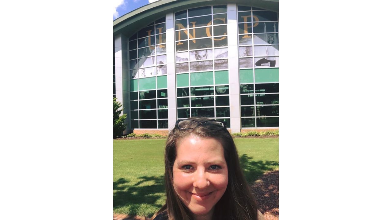 Laurel Tabaka outside of the University of North Carolina at Pembroke