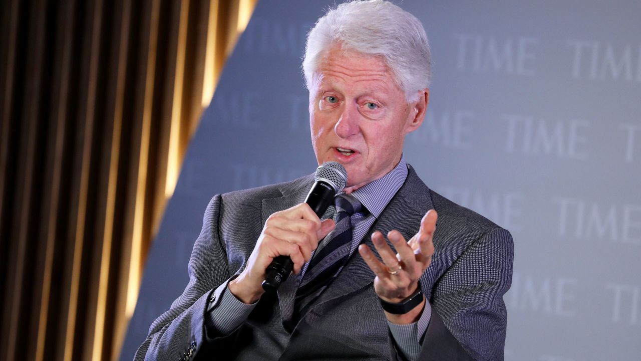 Former US President Bill Clinton speaks onstage during the TIME 100 Health Summit at Pier 17 on October 17, 2019, in New York City. 