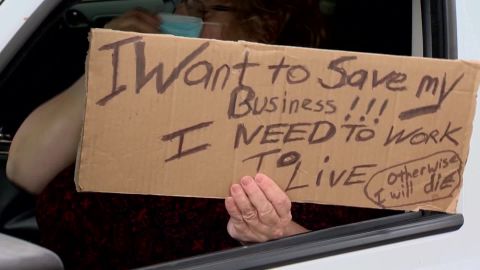 A protester in Maryland says she's worried about her future if businesses don't reopen soon.