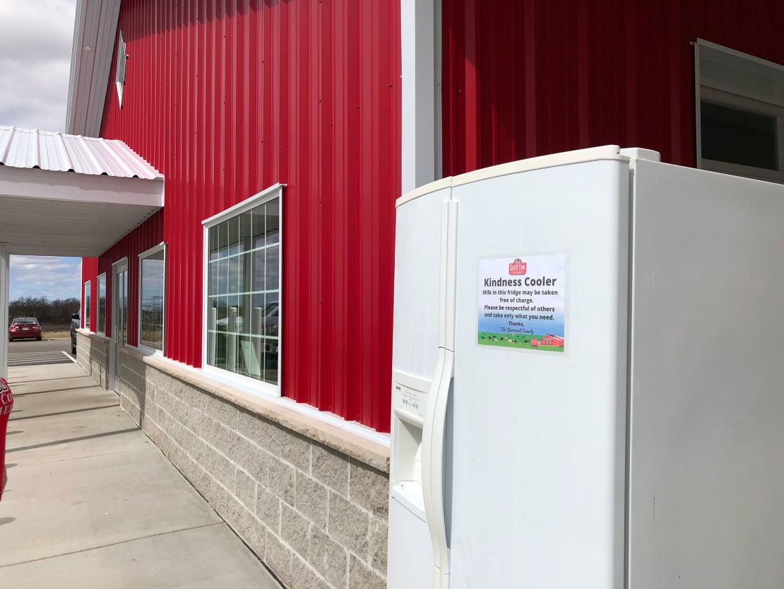 The "Kindness Cooler" outside of Sassy Cow Creamery. 