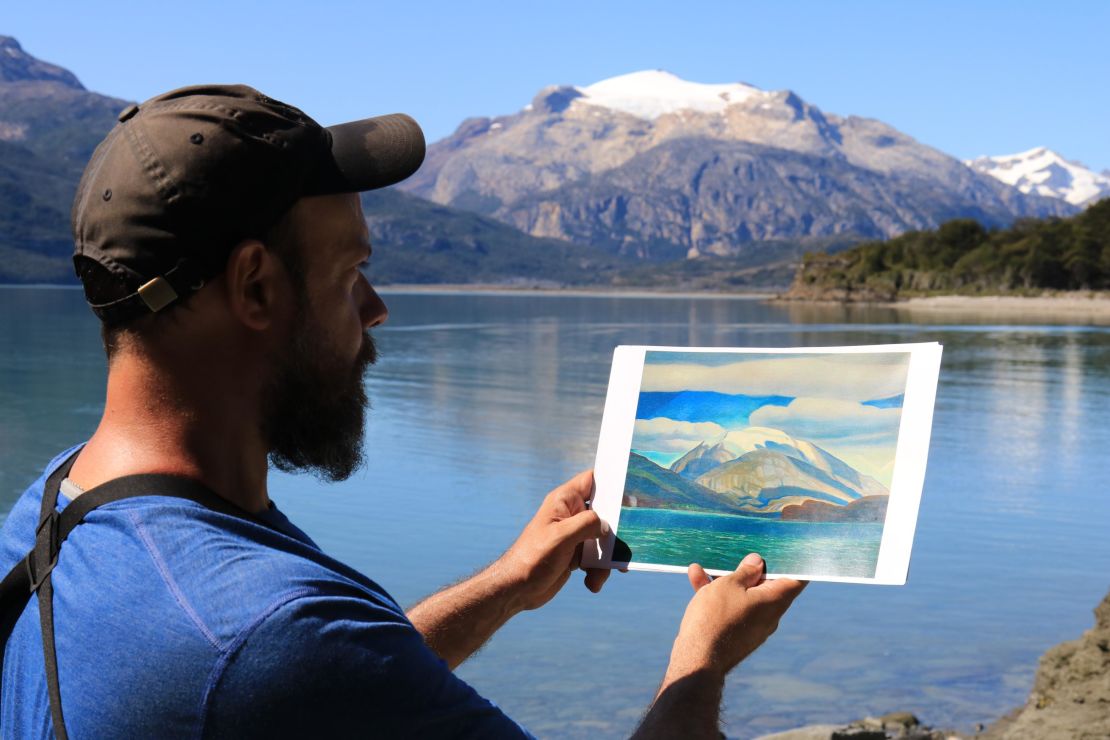 Cristian Donoso at Bahia Blanca in Patagonia on his recent expedition retracing the journey of American artist and explorer Rockwell Kent.