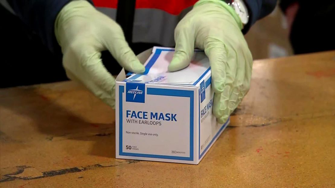 Nearly 6 million face masks from China arrived at Medline's Chicago distribution center earlier this month. 