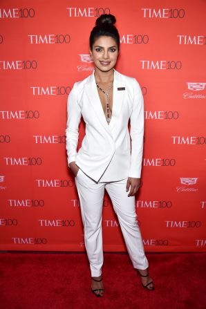 Chopra impressed in a simple white suit at the 2016 Time 100 Gala.