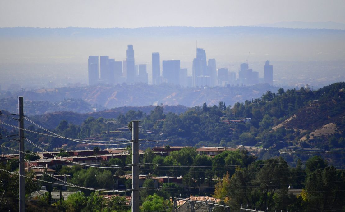 A layer of pollution can be seen hovering over Los Angeles, California, in 2017.