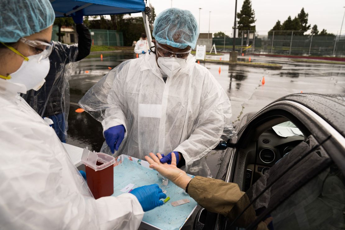 L.A. County Department of Public Health employees perform antibody testing.