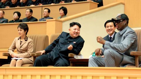In January 2014, Kim hosted basketball legend Dennis Rodman and other former NBA players who were taking on North Koreans in an exhibition game. Kim grew up a massive basketball fan, and he and Rodman struck up a friendship. This was Rodman's fourth visit to North Korea, and he called <a href="https://www.cnn.com/2014/01/08/world/gallery/rodman-north-korea-basketball-game/index.html" target="_blank">the game</a> "basketball diplomacy."