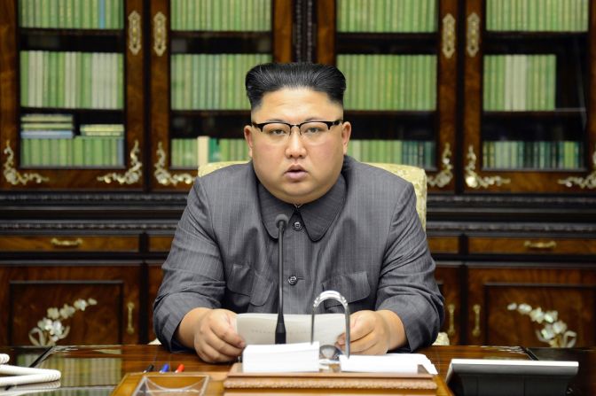 In this September 2017 photo distributed by the North Korean government, Kim delivers a televised statement and accuses US President Donald Trump of being "mentally deranged." <a href="index.php?page=&url=https%3A%2F%2Fwww.cnn.com%2F2017%2F09%2F21%2Fpolitics%2Fkim-jong-un-on-trump-comments%2Findex.html" target="_blank">Kim's forceful rhetoric</a> came after Trump's tough talk at the UN General Assembly. Trump said the United States was ready to "totally destroy" North Korea if it was forced to defend its allies. Kim said Trump would "pay dearly" for the threats: "I will surely and definitely tame the mentally deranged US dotard with fire."