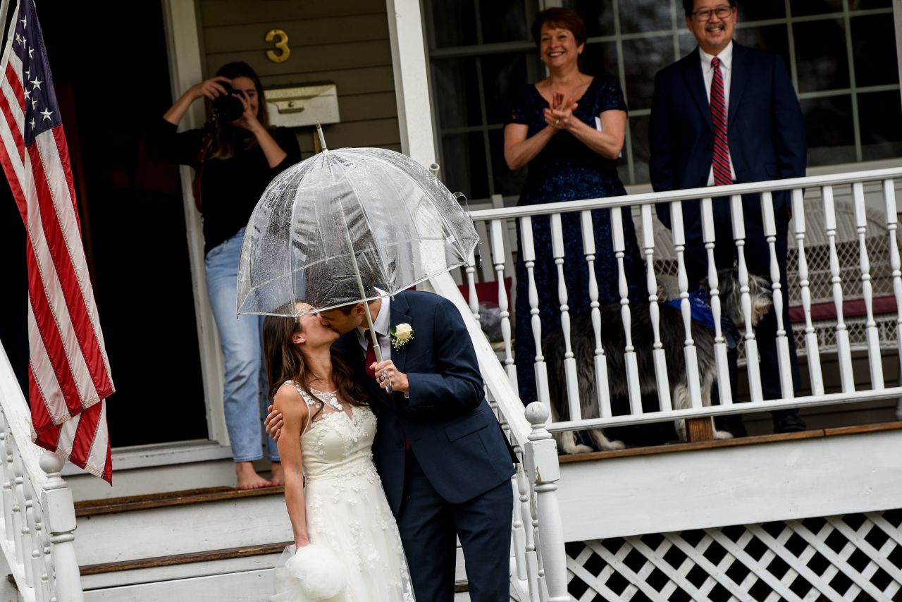 Samantha Yamasaki and Levi Mack get married in Pequannock Township, New Jersey, on March 28. The couple married at Yamasaki's family's home.