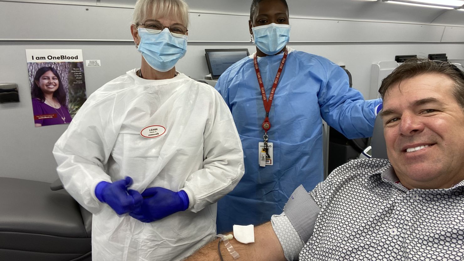 James Crocker donating plasma