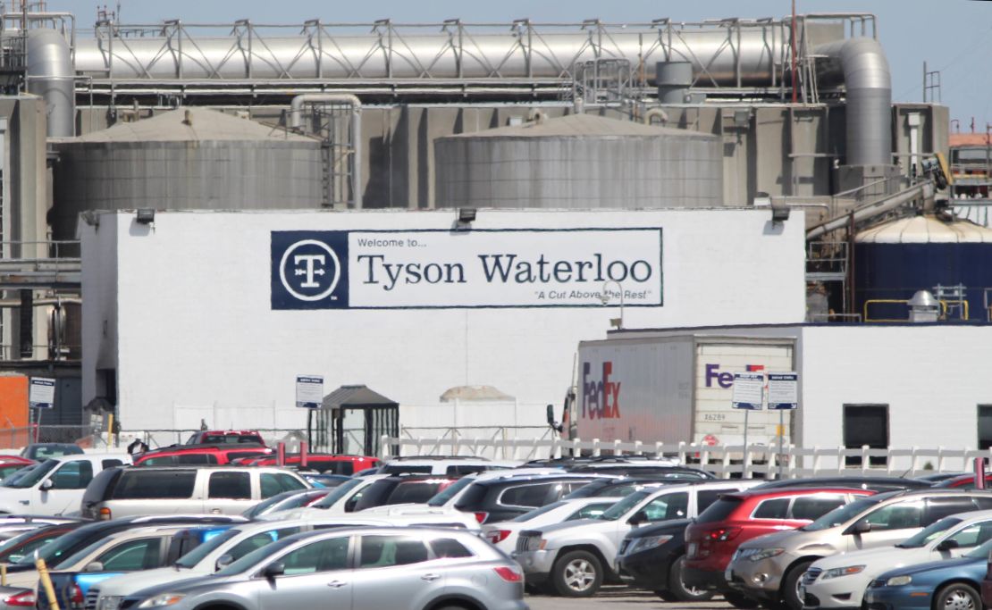 A Tyson Fresh Meats plant in Waterloo, Iowa. On Friday, April 17, 2020, more than a dozen Iowa elected officials asked Tyson to close the pork processing plant because of the spread of the coronavirus among its workforce of nearly 3,000 people.