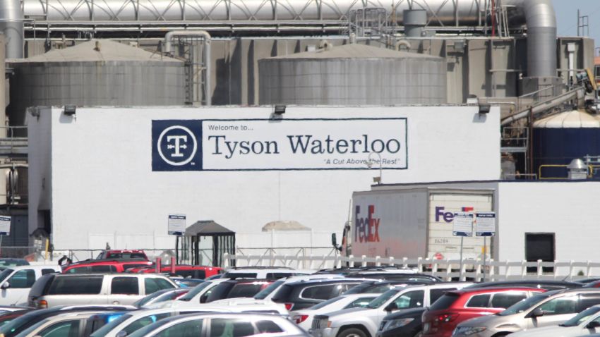 A Tyson Fresh Meats plant stands in Waterloo, Iowa, date not known. On Friday, April 17, 2020, more than a dozen Iowa elected officials asked Tyson to close the pork processing plant because of the spread of the coronavirus among its workforce of nearly 3,000 people. (Jeff Reinitz/The Courier/AP)