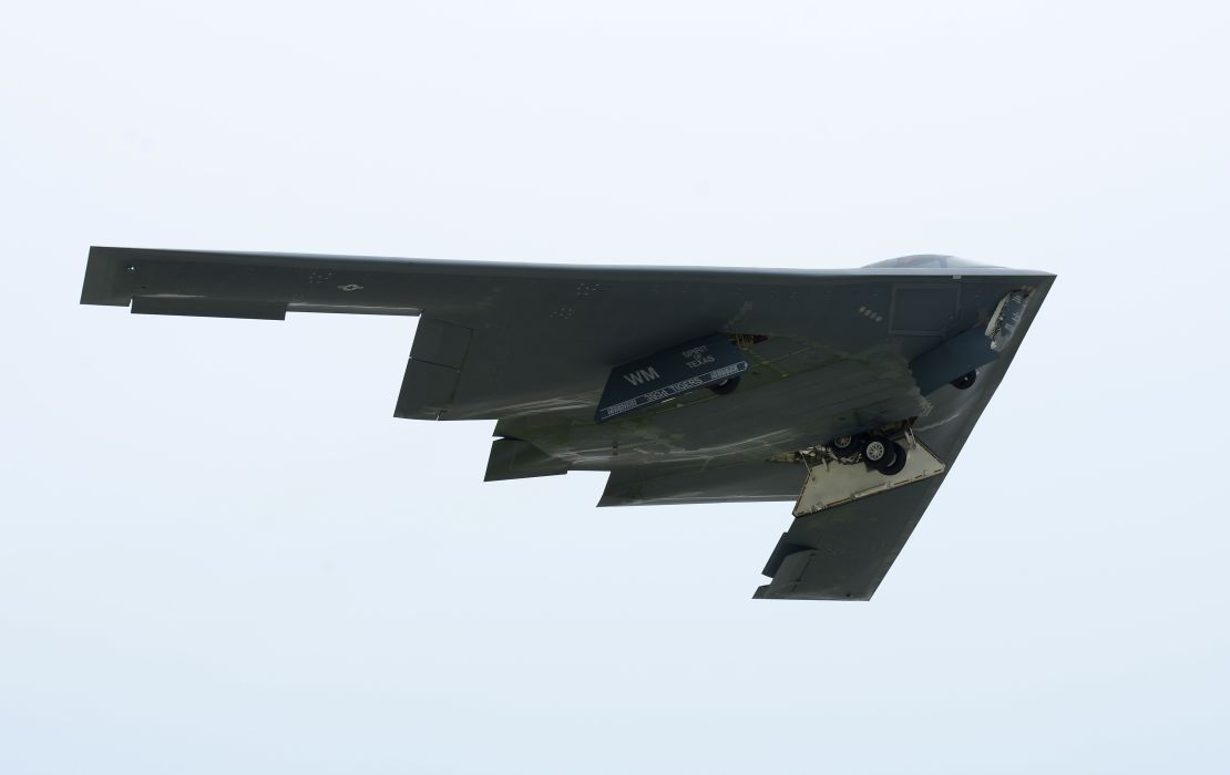 A US Air Force B-2 bomber takes off at Andersen Air Force Base, Guam, in 2016. 