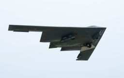 A US Air Force B-2 bomber takes off at Andersen Air Force Base, Guam, in 2016. 